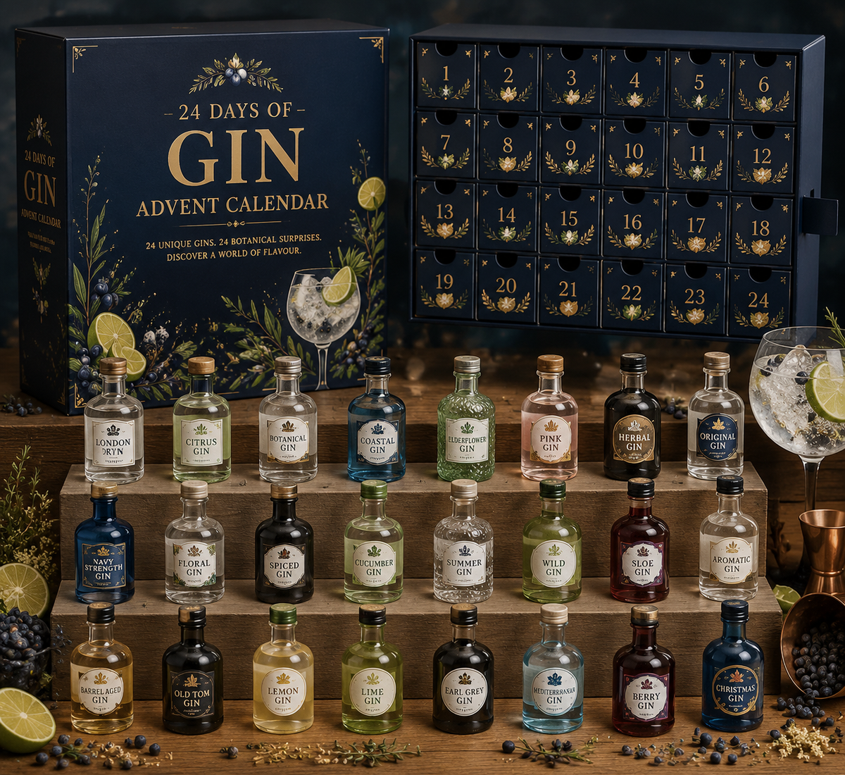 🎁 HOLIDAY SPECIAL – 49% OFF | 2026 Gin Blind Box – 24 Days of Festive Miniature Surprises 🍸✨