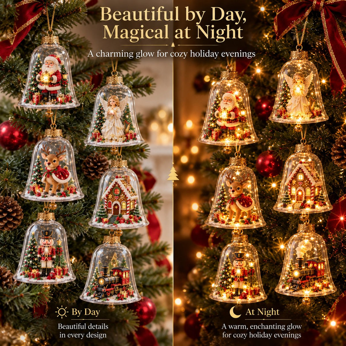 🎄 Lighted Christmas Bell Ornament Collection