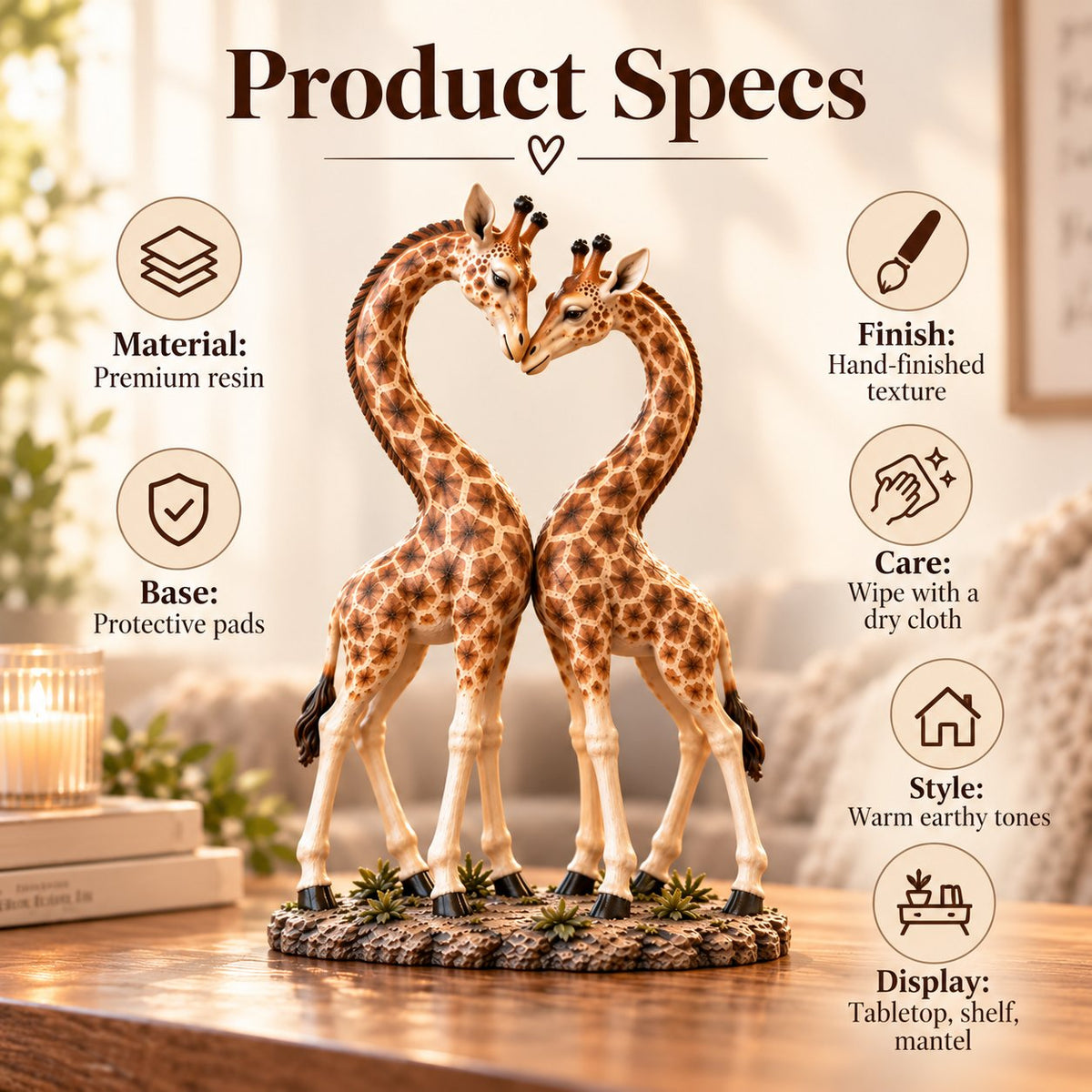 💕🎁Better Together – Giraffe Heart Sculpture 🦒♡🦒