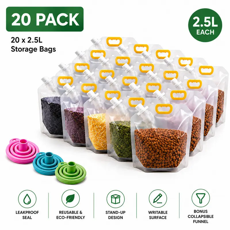 Reusable Food Storage Bags, Leakproof & Moisture-Resistant Pouches