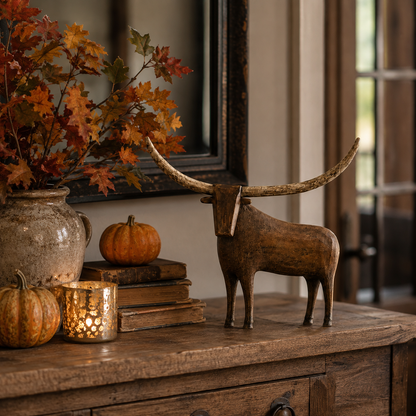 🐂Vintage Longhorn Bull Sculpture