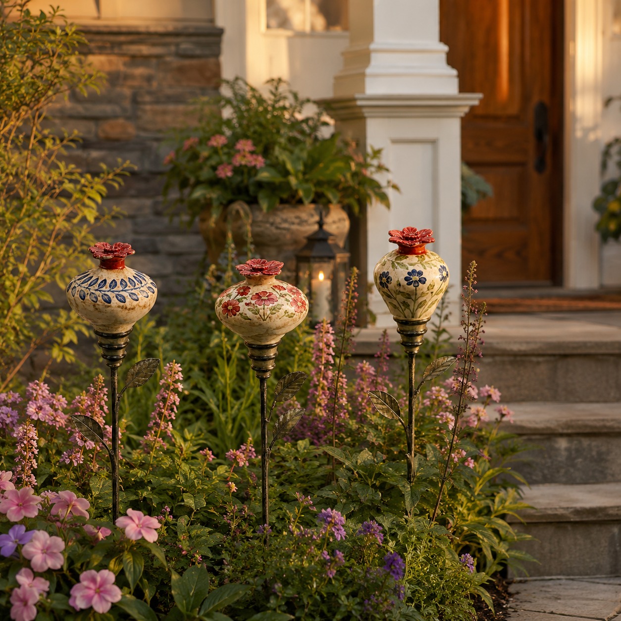 Vintage Hummingbird Feeder 🌺🐦 – Decorative Garden Pole