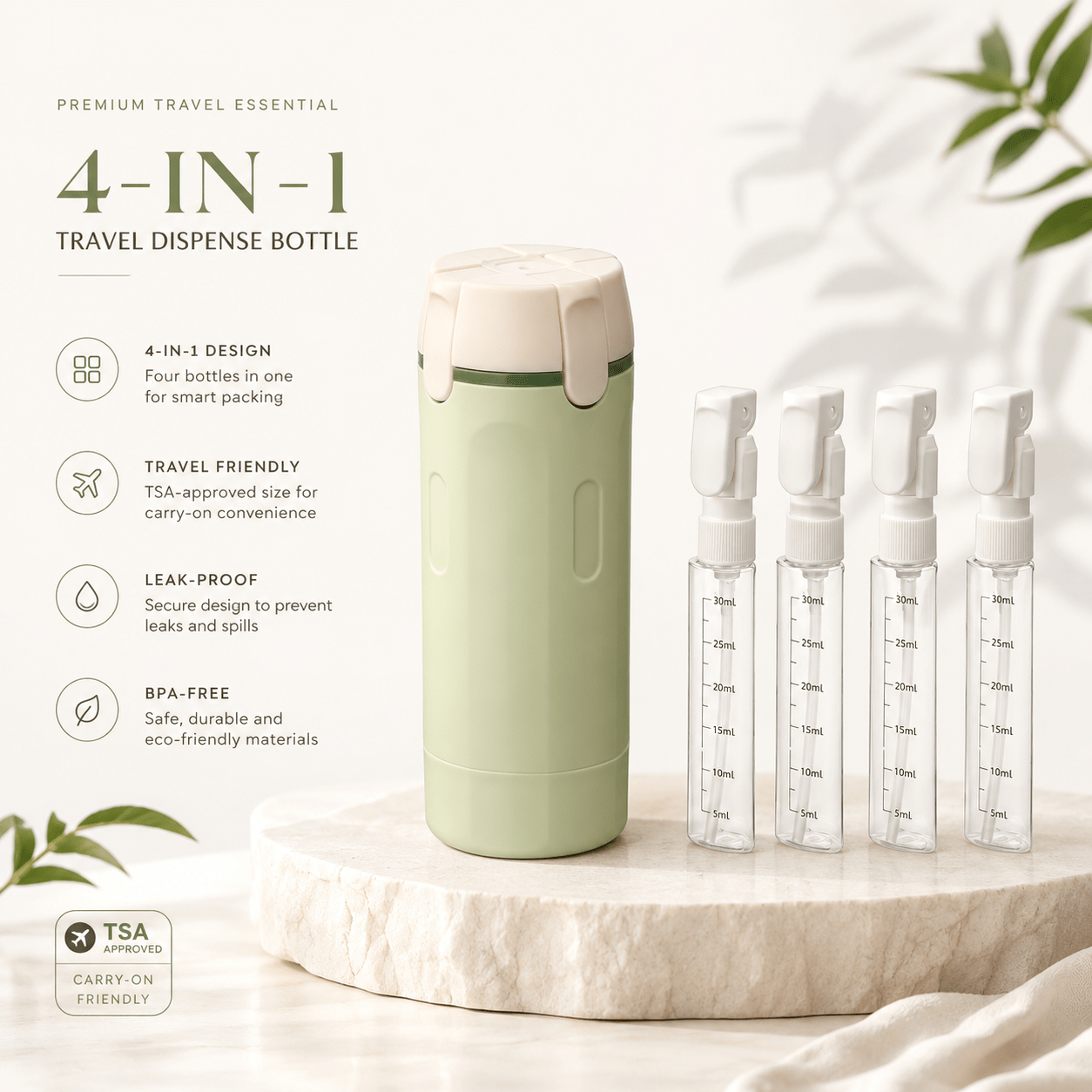 4-in-1 Travel Dispenser Bottle