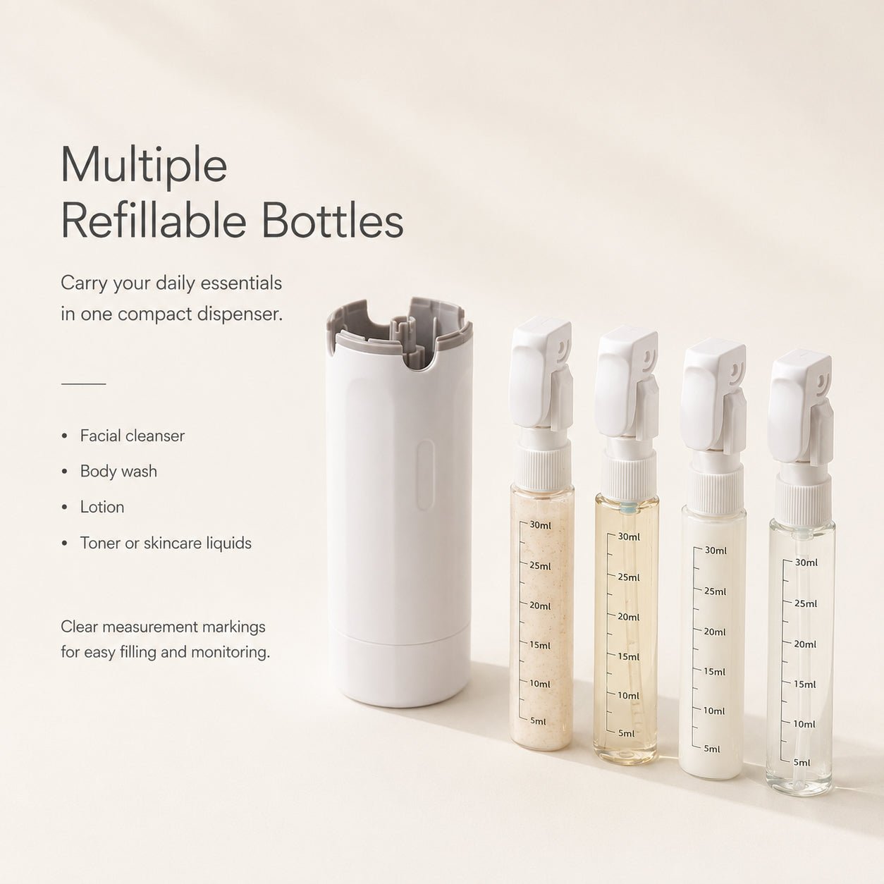 4-in-1 Travel Dispenser Bottle