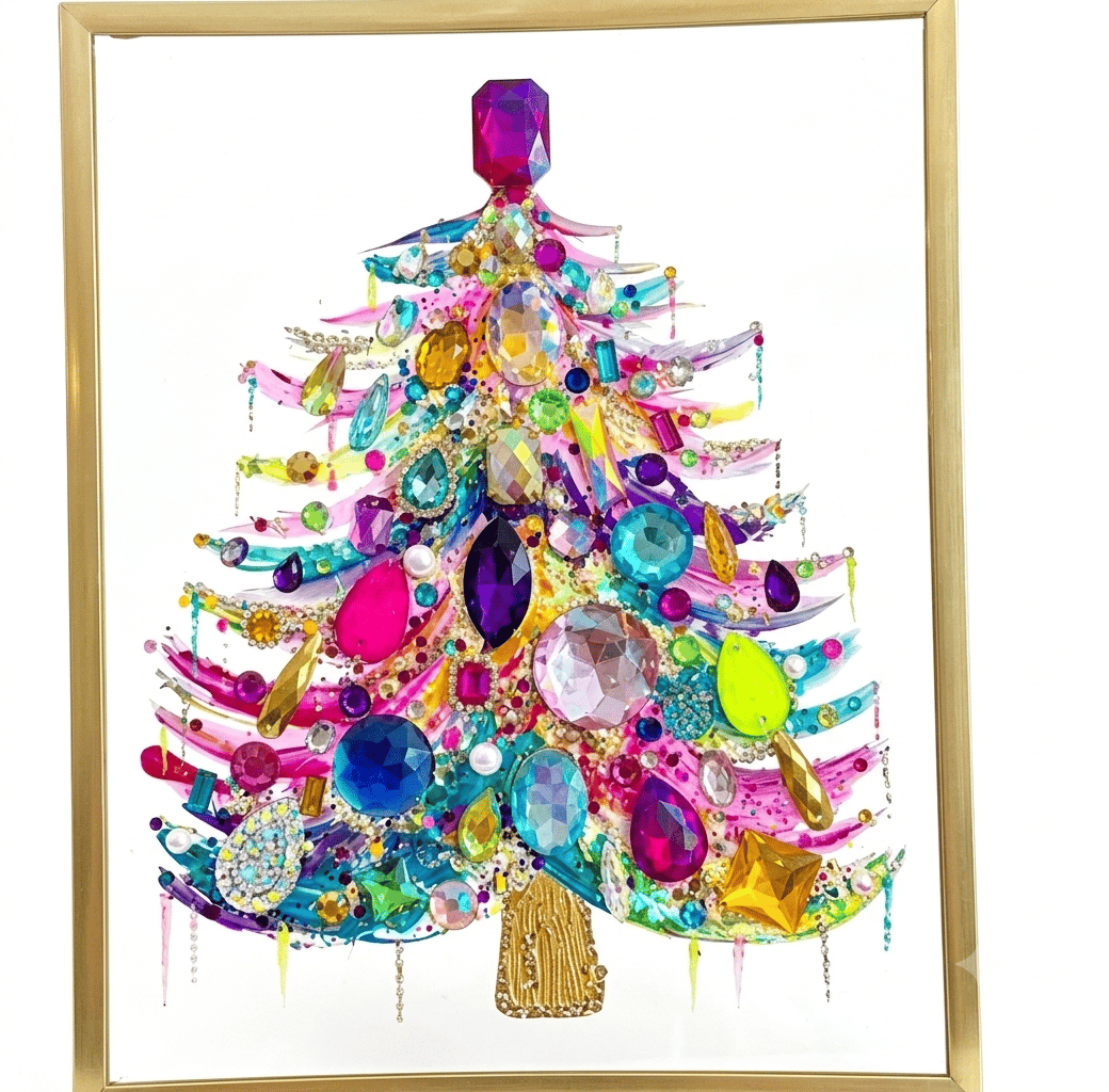 🎄 Gemstone Christmas Tree Stained Glass Art — Bring Magical Christmas Sparkle Into Your Home ✨