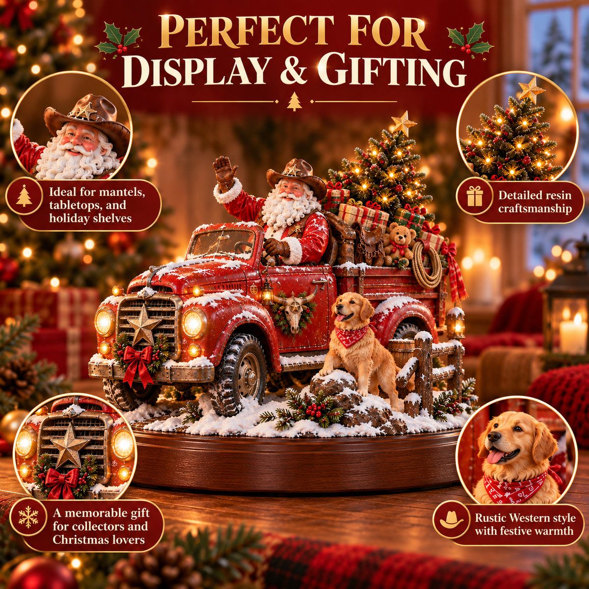 Santa Western Christmas keepsake display and gifting details