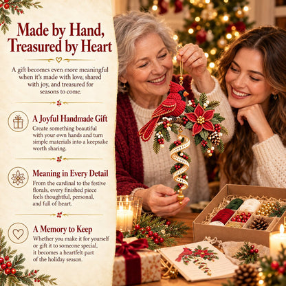 🎄❤️ Cardinal & Poinsettia DIY Ornament Kit