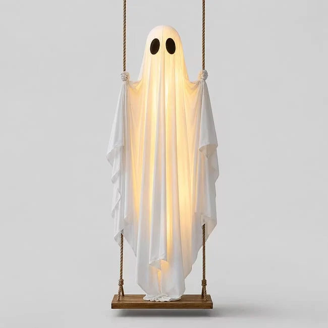 👻 Halloween Light-Up Hanging Swing Ghost – Spooky Porch &amp; Yard Decoration 🎃