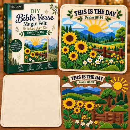 ✝️✨ Bible Verse Magic Felt Sticker Art DIY Kit – Beginner-Friendly Christian Craft 🙏🌿