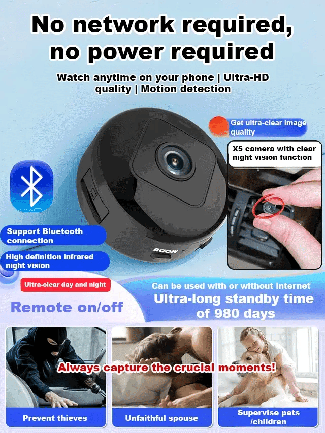 [Upgraded ultra-invisible] No-plug camera🔥