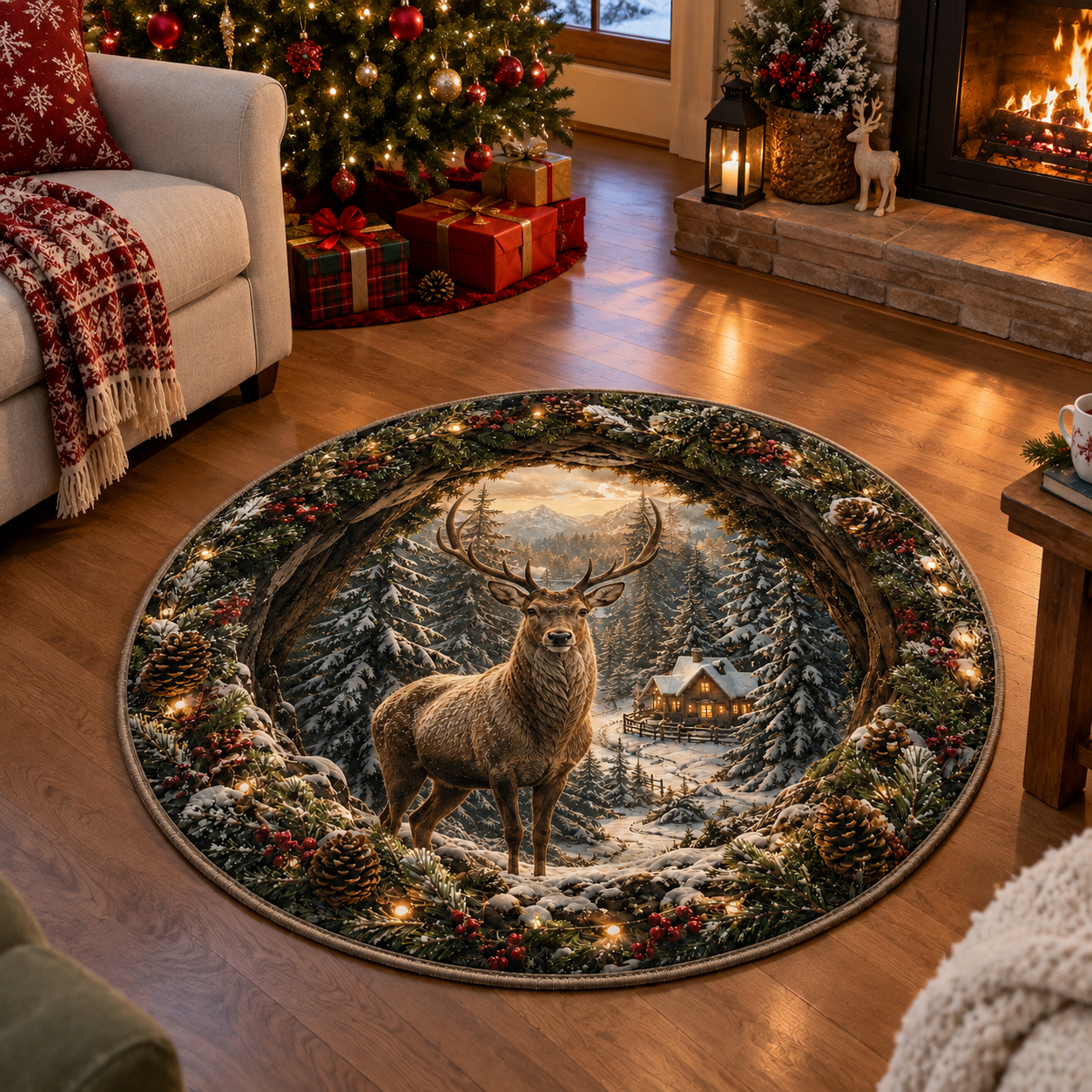🎄 Christmas 3D Illusion Rug – Magical Holiday Portal Floor Decor