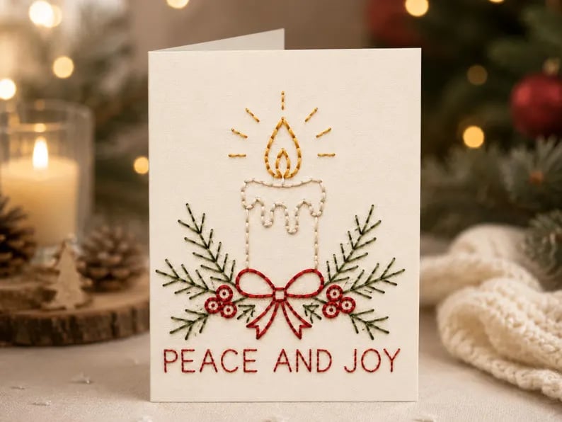 🔥LAST DAY 50% OFF - 🌲 🪡 Christmas Hand Embroidery Card DIY Kit | Stitch Your Way Into the Christmas Spirit ✨ 🎁