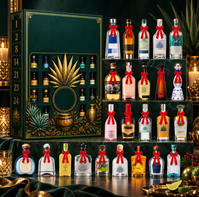 24-Day Mini Tequila Bottle Advent Blind Box for Holiday Celebration, Bar Table Decor, Collector Gift & Family Countdown