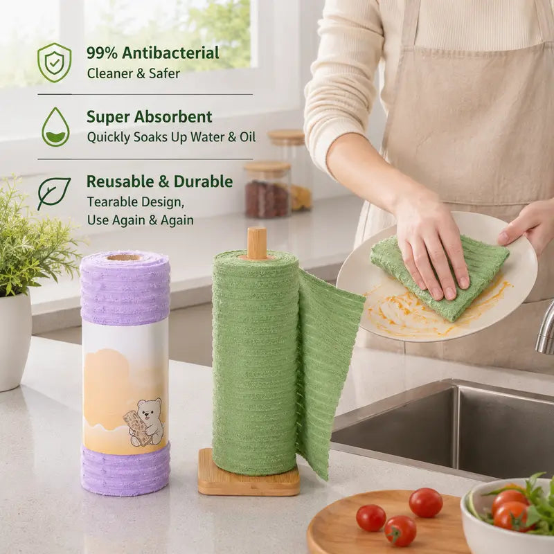🌟 Premium Reusable & Antibacterial Cleaning Cloth Roll 🌟