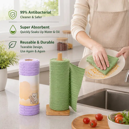 🌟 Premium Reusable & Antibacterial Cleaning Cloth Roll 🌟