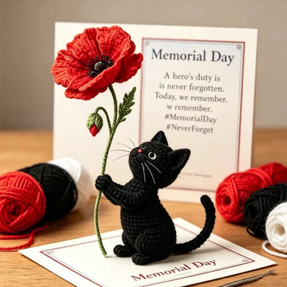 🔥HOT SALE 49% OFF🔥Unisex Memorial Day Poppy Cat Handcrafted Keepsake