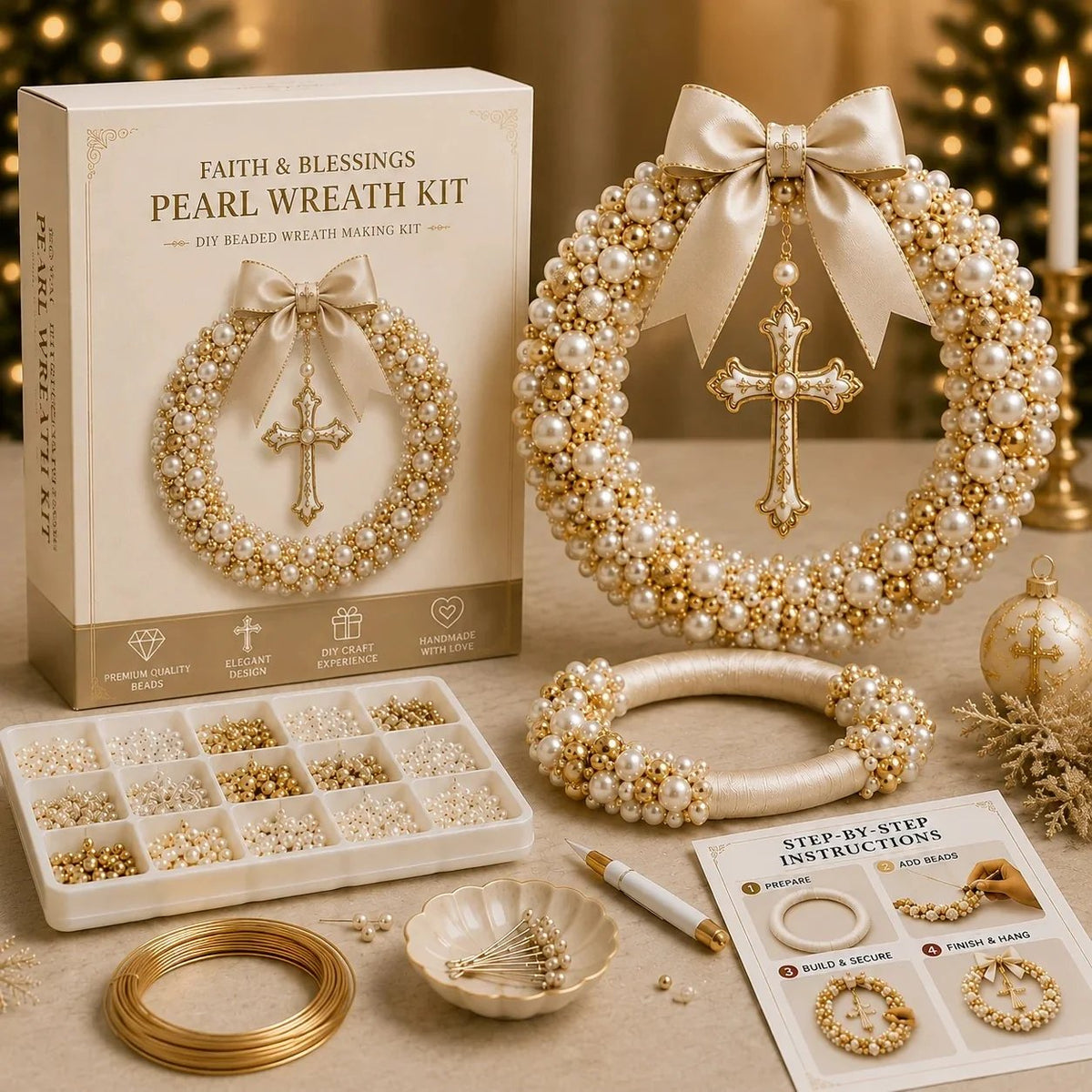 🎄✨ Plymagic DIY Christmas Wreath Pearl Art Kit🎁