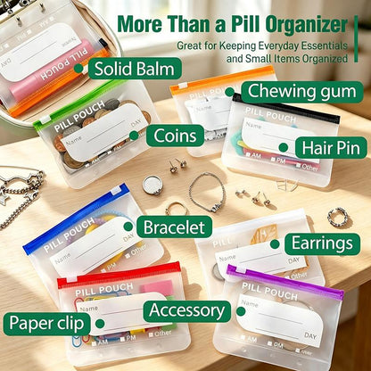 💊A8 Waterproof Pill Pouch Set – 7 to 14 Days of Meds & Vitamins💧Waterproof & Crush-Resistant Shell