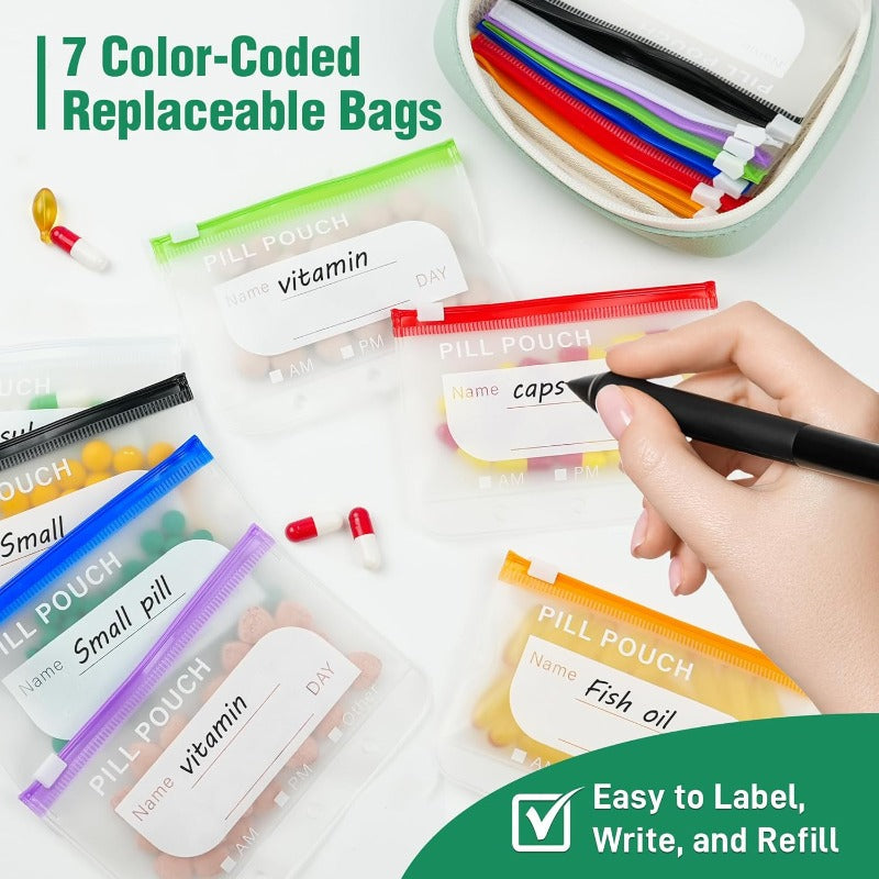 Waterproof pillbox A8 binder set, travel medicine bag