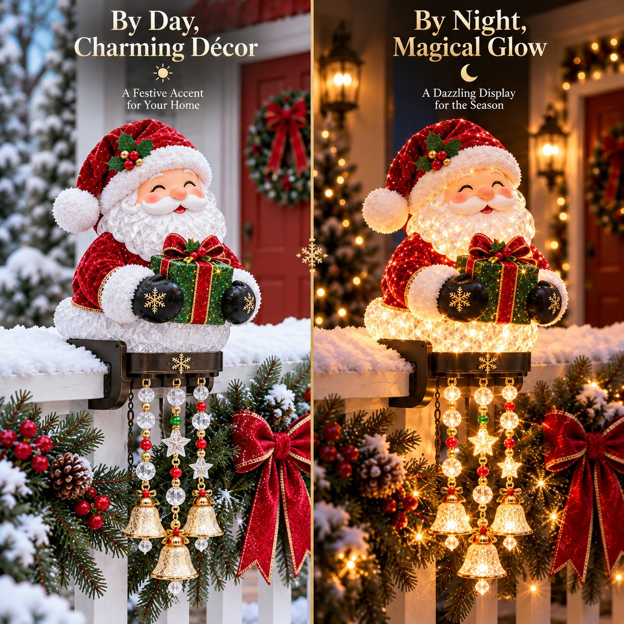 🎄 Christmas Porch Railing Lights – 4 Festive Character Designs