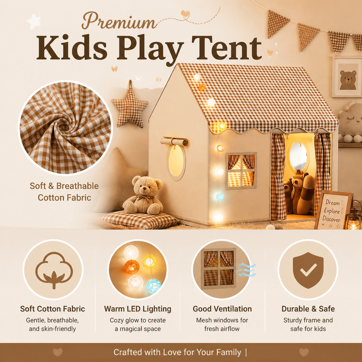 🏰50% OFF NOW! ⏰ Children's Play Tent Castle – Spacious & easy to set up – Breathable fabric, perfect for indoor or outdoor fun – encourages imaginative play ✨🧸