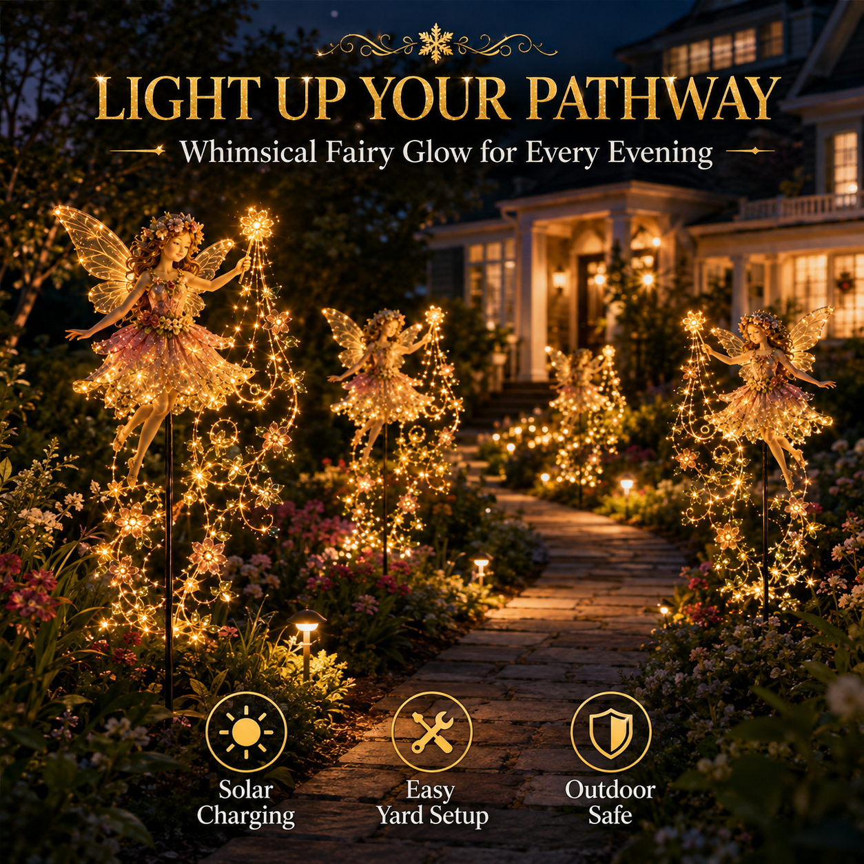 ✨ Enchanted Flower Fairy Solar Garden Light – Magical Glowing Outdoor Christmas Yard Decor 🧚🌸