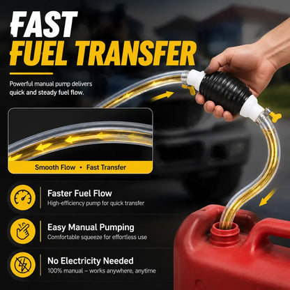 ⛽Manual Siphon Pump Kit with 1M Hose, Rubber Pump Bulb & 2 Hose Clamps, Liquid Transfer Pump for Fuel Water Oil, Car Boat Motorcycle