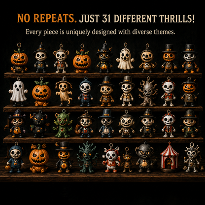 🎉🎃 31 Nights of Fright Halloween Countdown Box | 31 Unique Mini Figurines, Hanging Charms & Spooky Collectibles with No Repeats 👻✨
