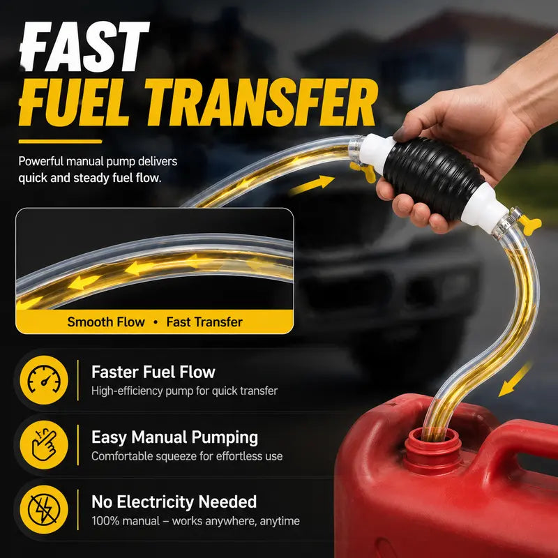 ⛽Manual Siphon Pump Kit with 1M Hose,Valve, Rubber Pump Bulb & 2 Hose Clamps, Liquid Transfer Pump for Fuel Water Oil, Car Boat Motorcycle