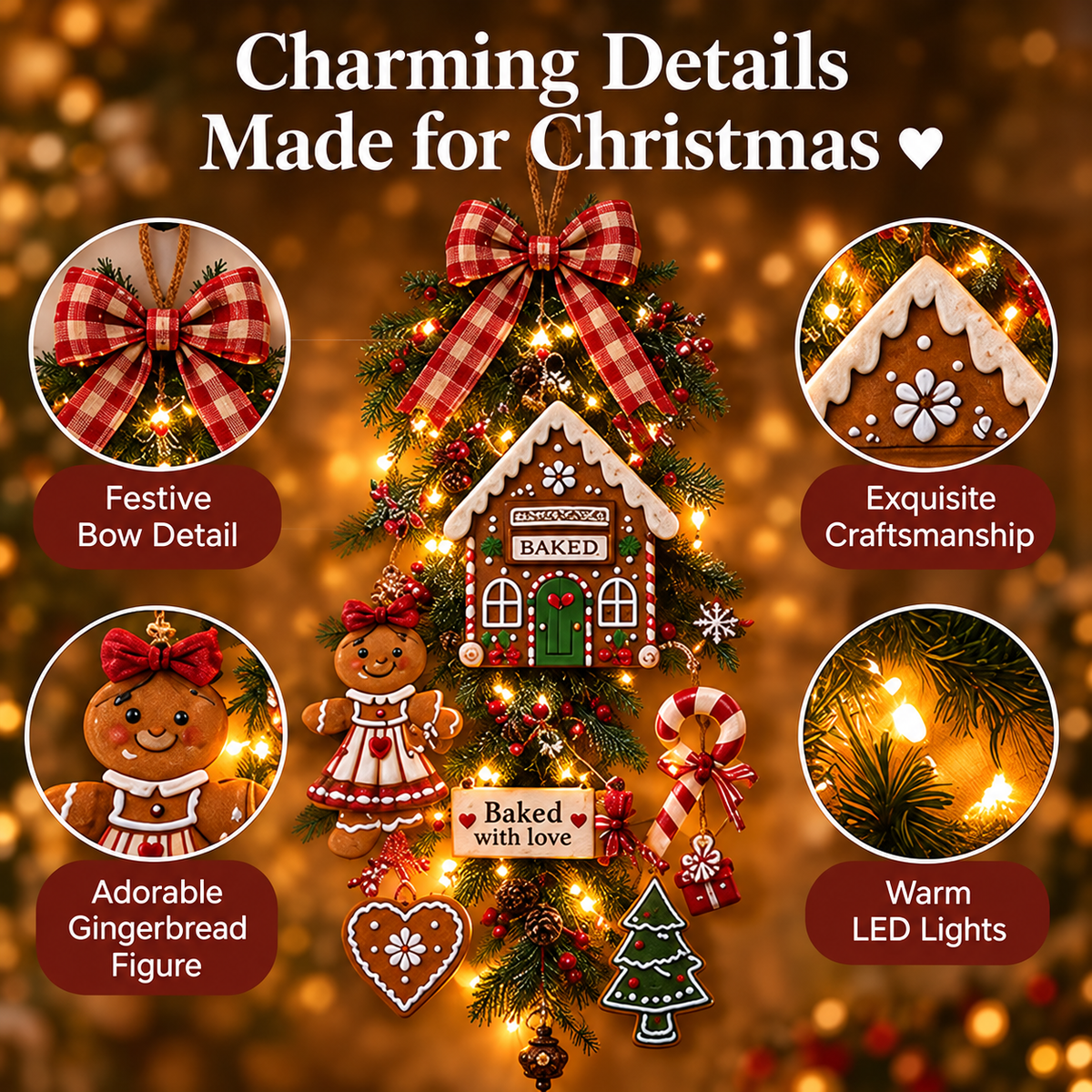 🔥LAST DAY 50% OFF -✨Light-up Gingerbread Man Hanging Ornament
