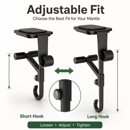 🎄 Adjustable Stocking & Garland Mantle Hangers – Damage-Free Dual-Hook Christmas Fireplace Holders 🎅✨