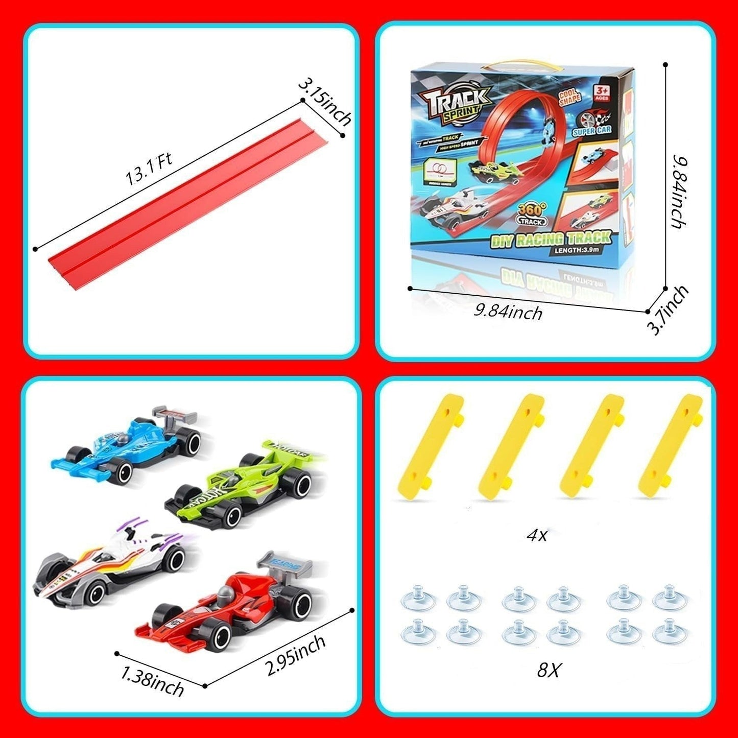 🎁Last Day Promotion 🔥🏎️DIY Children's Alloy Car Suction Cup Race Track