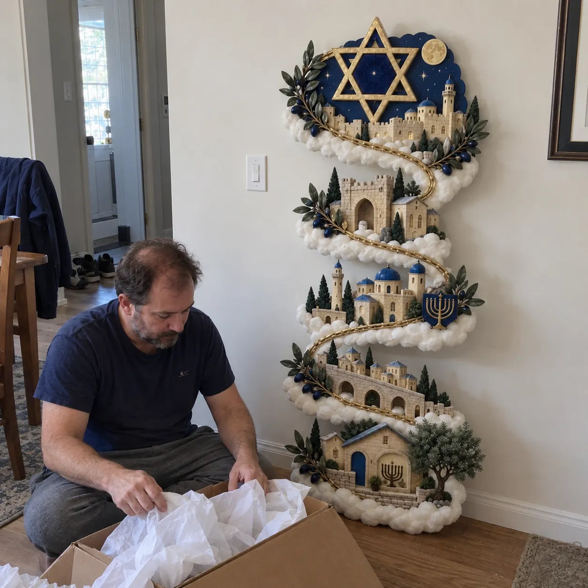 🕎 Hanukkah Festival of Lights Wall Decor Collection – 4 Glowing Designs Celebrating Eight Nights of Light ✨