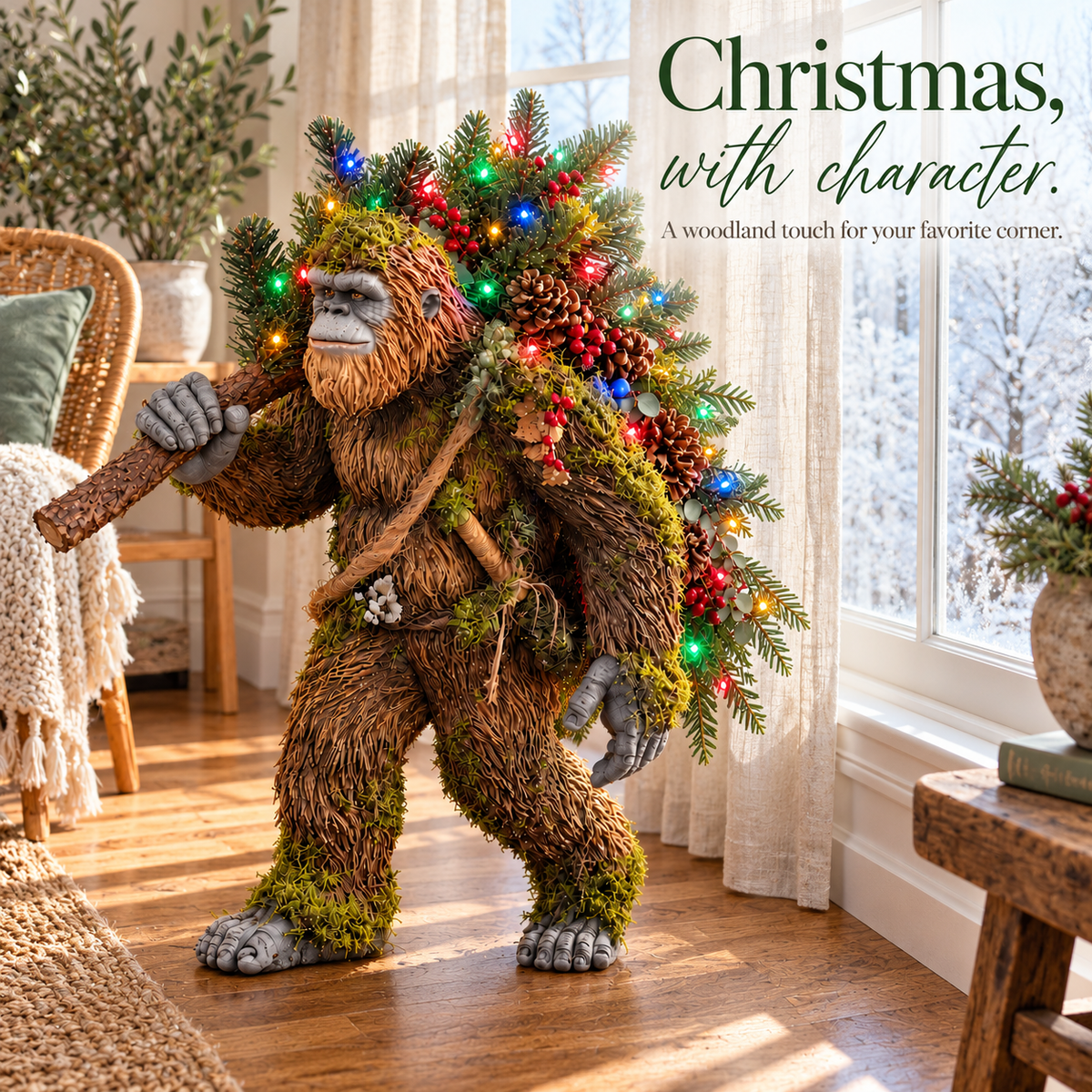 🎄 Woodland Bigfoot – Lighted Christmas Porch Decor