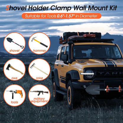 🔧All-Weather Metal Shovel Bracket | Rust-Proof Roof Rack Organizer Set – Holds Up to 124lbsA