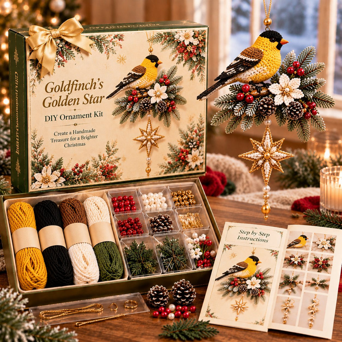 🎄❤️ Cardinal & Poinsettia DIY Ornament Kit