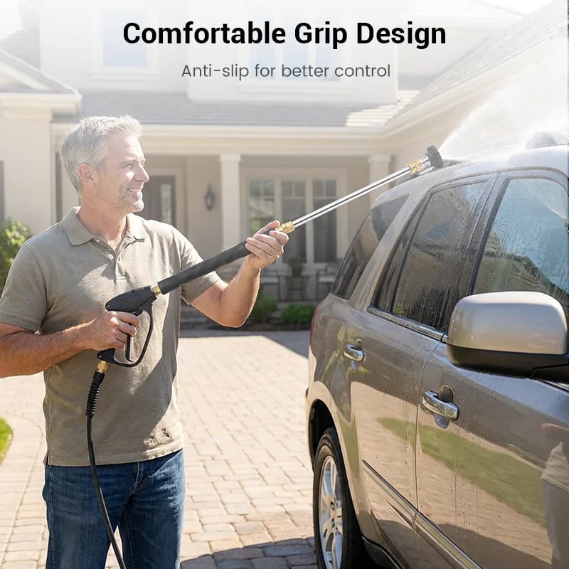 High-Pressure Water Gun – 3 Nozzles, Rustproof Aluminium Alloy, Effortless Deep Cleaning