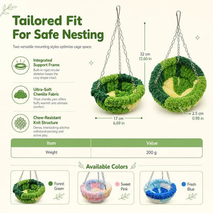 🧶 Warm Winter Bird Hanging Hammock – Cozy, Soft, Cage Decor ✨