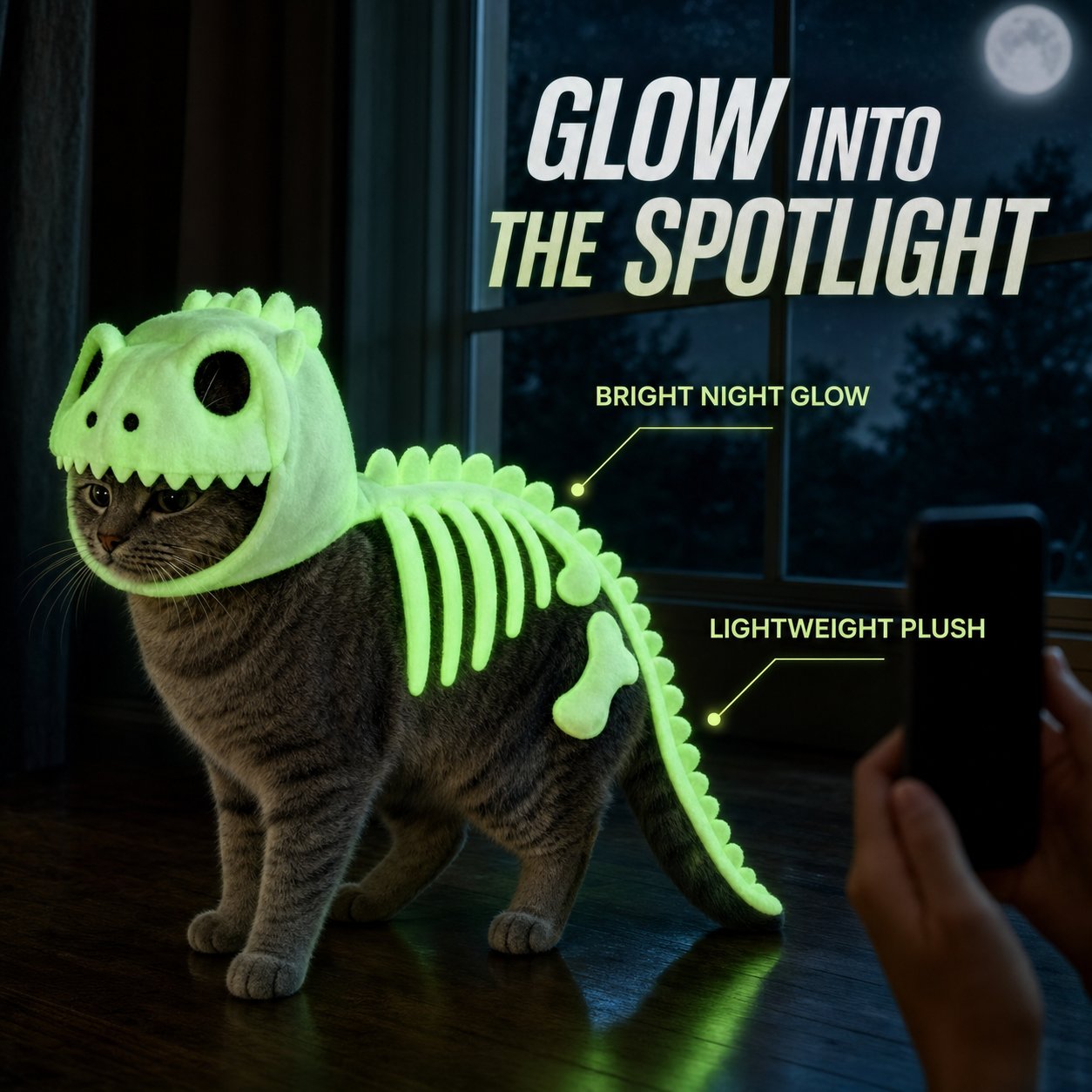👻Glow-in-the-Dark Dinosaur Skeleton Pet Costume