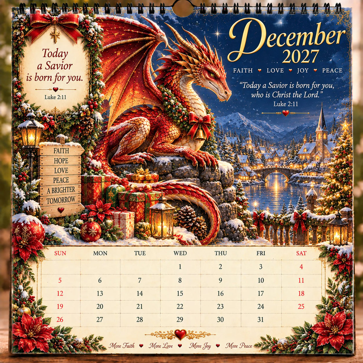 🐉📖2027 Dragon Seasons of Faith Calendar – 12 Fantasy Dragons, Scripture & Seasonal Christian Art