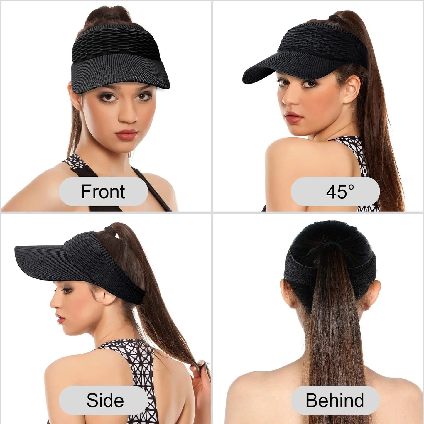 🌓Last Day 49% OFF-👒 2-Pack Women's High Ponytail Sun Visor Hats