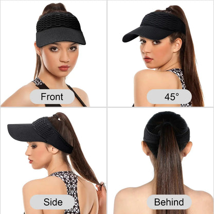 🌓Last Day 49% OFF-👒 2-Pack Women's High Ponytail Sun Visor Hats