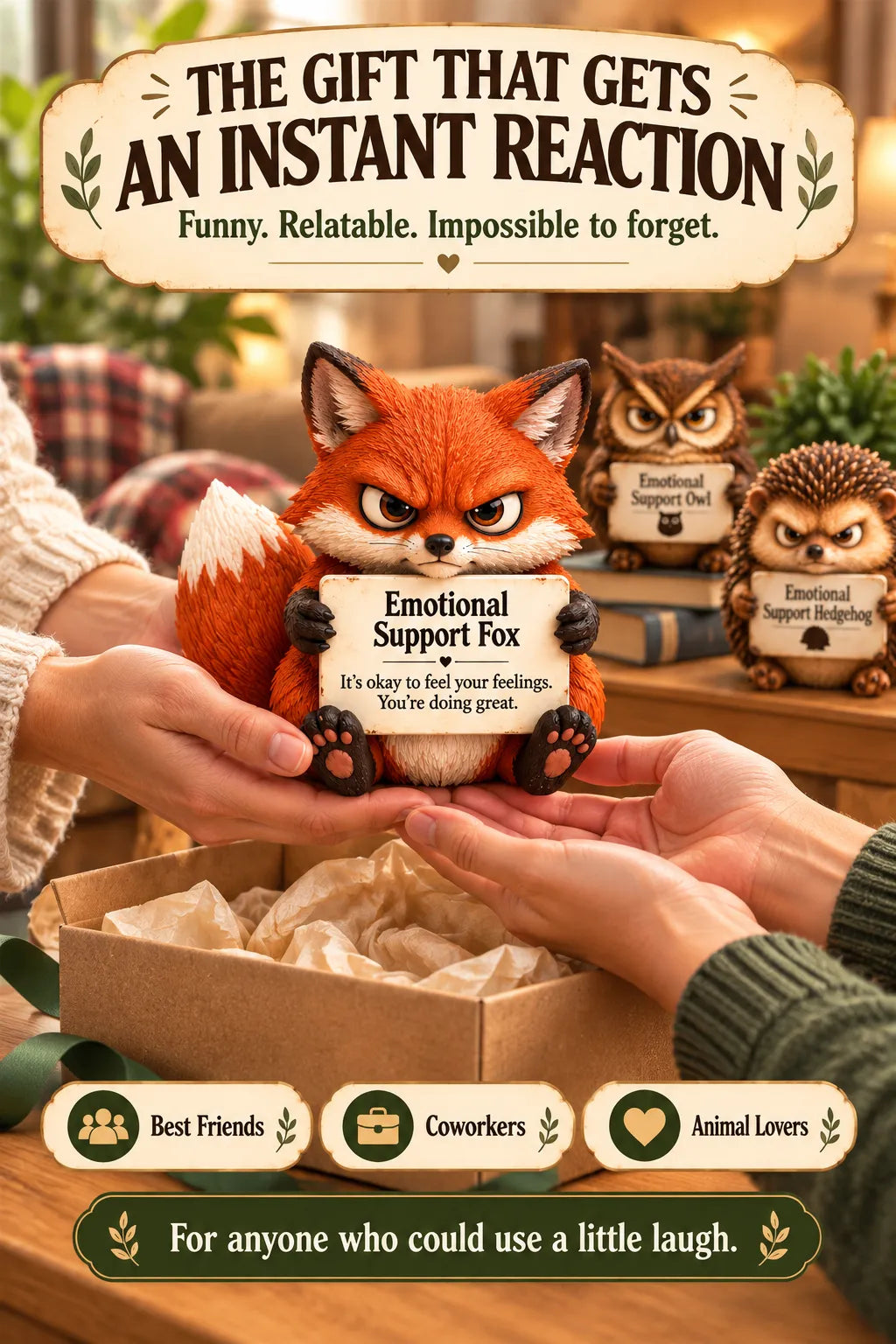 🔥LAST DAY 50% OFF - ✨Cute Grumpy Emotional Support Animal Figures, Mini Tabletop Companion Ornament, Unique Humor‑Filled Gift for Animal Lovers | Collectible Desk Decor