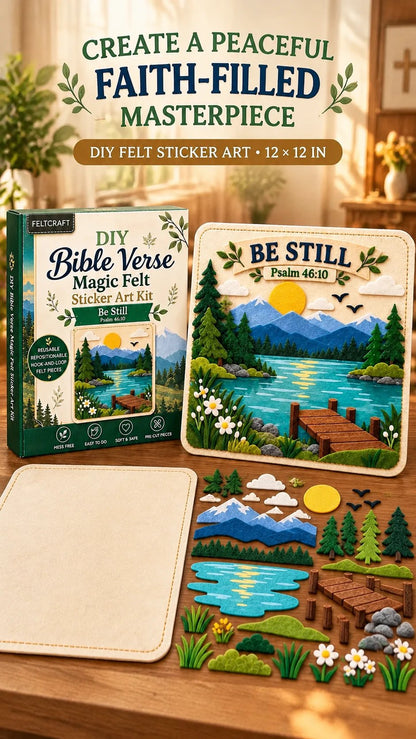 ✝️✨ Bible Verse Magic Felt Sticker Art DIY Kit – Beginner-Friendly Christian Craft 🙏🌿