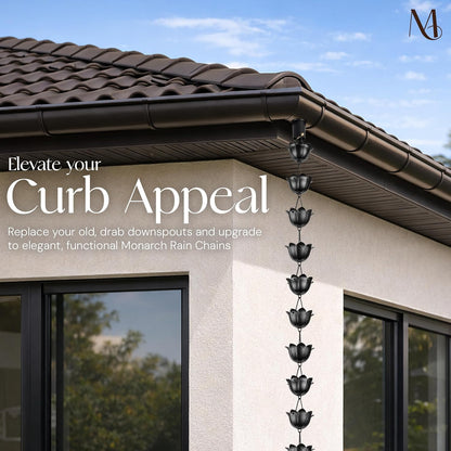 Free Shipping🔥Monarch Rain Chains Aluminum "Lotus" Series Rain Chain (for Gutters)