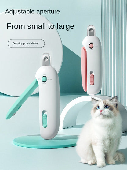 Cat Nail Clipper with 4-Size Adjustable Trimming Hole & Hidden Nail File