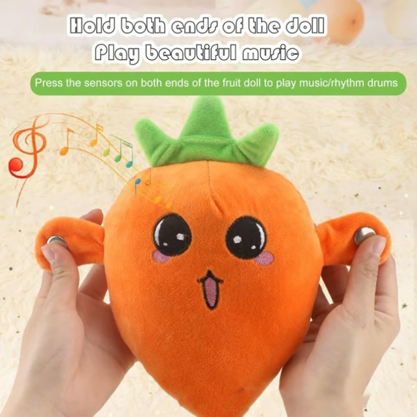 🔥HOTE SALE 49% OFF - 💖Musical Sensory Plush Bundle 🎶 Textured Fruit & Carrot Toys with Fun Sound Effects🍌🍓🥕