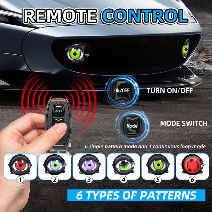 Dynamic Big Eye Ball Fog Lights, LED Adjustable Color 12v Devil Eyes with Lens Light Up Big Eyeball Lights for Car for Any Car Model
