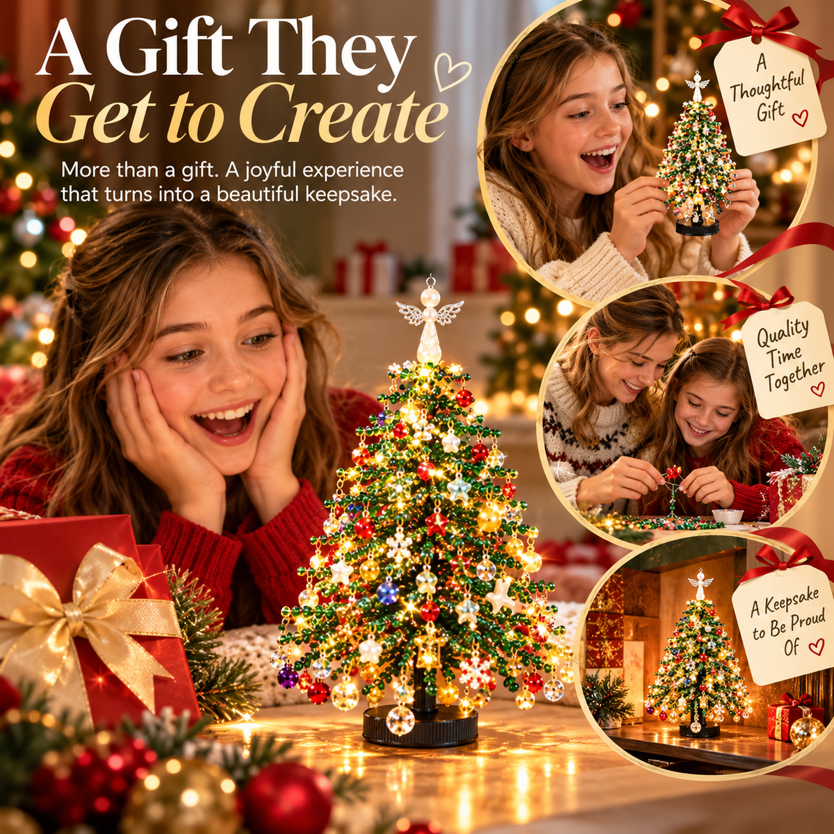 🎄 Create Your Own Holiday Magic – DIY Beaded Christmas Tree Kit with Angel Topper✨