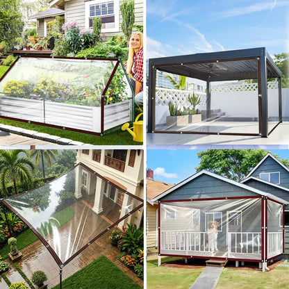 ⚡Clear Waterproof PE Tarp, Transparent Outdoor Cover with Metal Grommets
